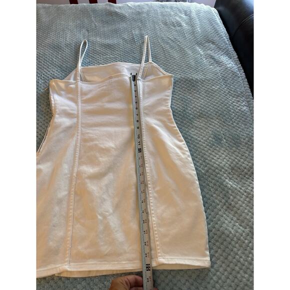 H&M White Denim Mini Dress Bachelorette Bridal Wedding Women's Large Tank Top - Picture 10 of 10